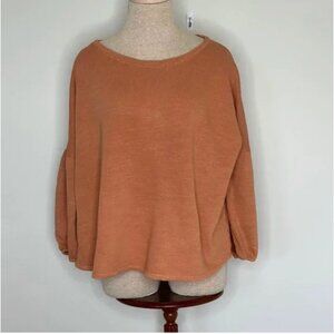 J. Jill Women's Boatneck Dolman Bell Sleeve Rust Colored Top Size Large Petite
